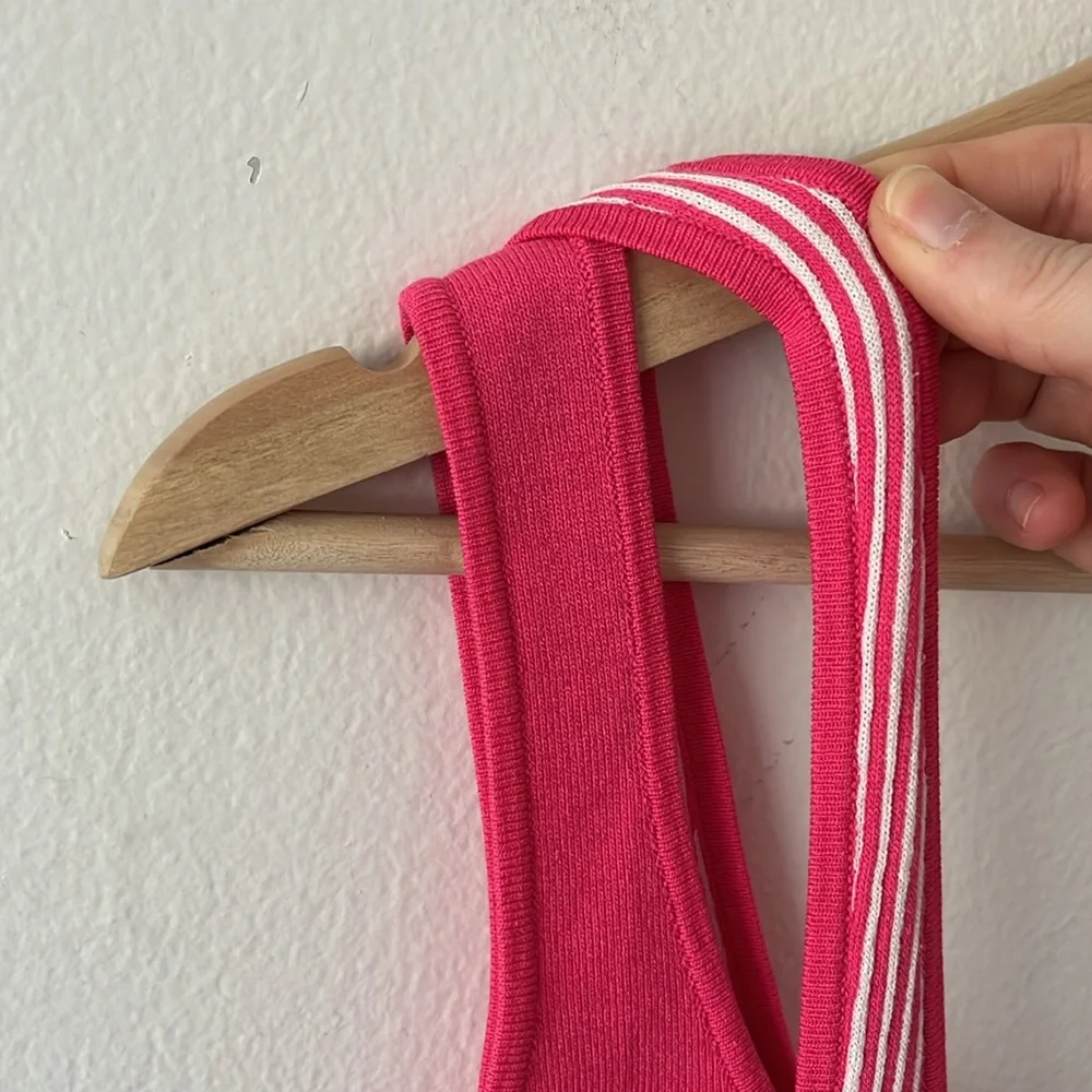 Esteban Cortazar Pink Varsity Knit Dress Bodycon Tank‎ Midi Dress size XS